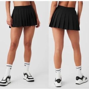 ALO Varsity Tennis Skirt Pleated Athletic Skort in Black